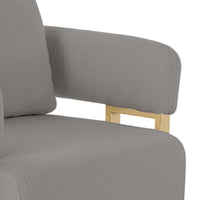 Jiya Accent Club Chair Set of 2, Sponge Fill Gray Teddy Fleece, Gold Legs