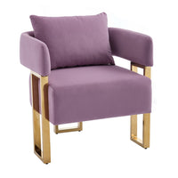 Jiya Accent Club Chair Set of 2, Sponge Fill Lilac Purple Velvet, Gold Legs