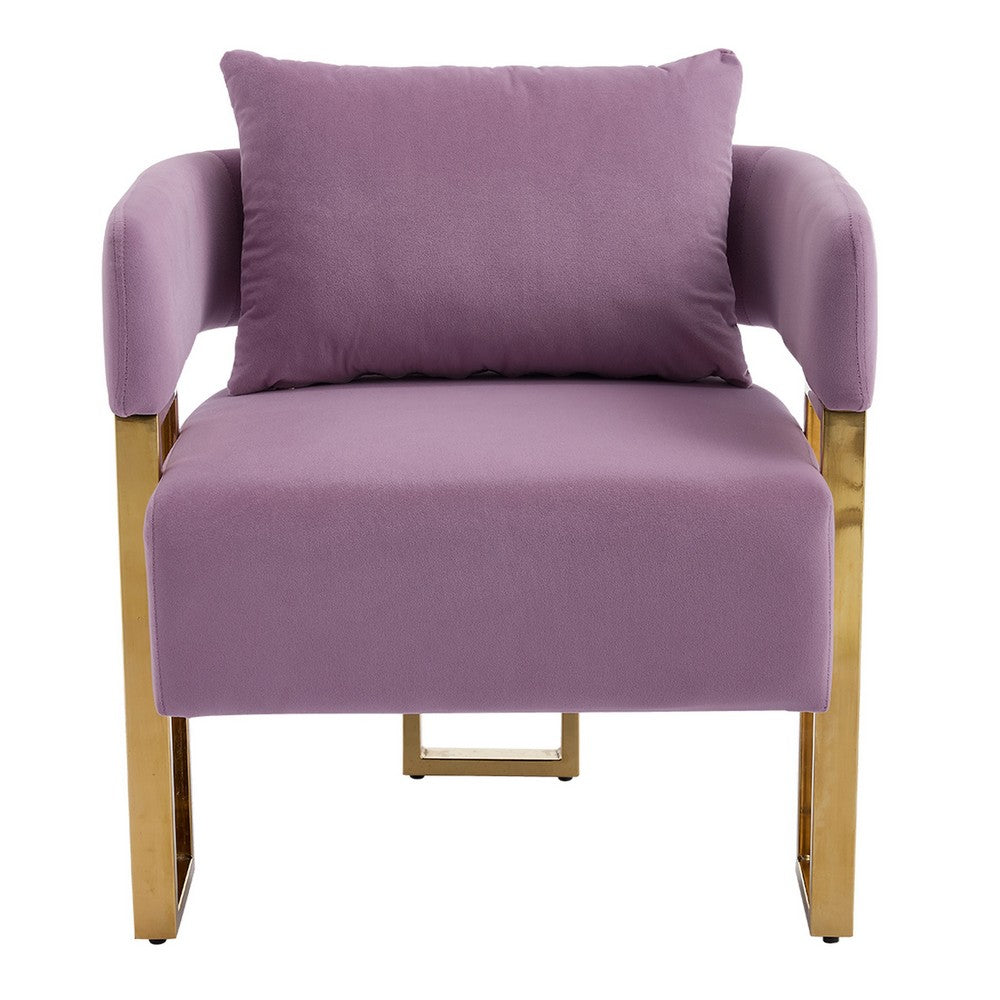 Jiya Accent Club Chair Set of 2, Sponge Fill Lilac Purple Velvet, Gold Legs