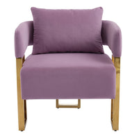 Jiya Accent Club Chair Set of 2, Sponge Fill Lilac Purple Velvet, Gold Legs