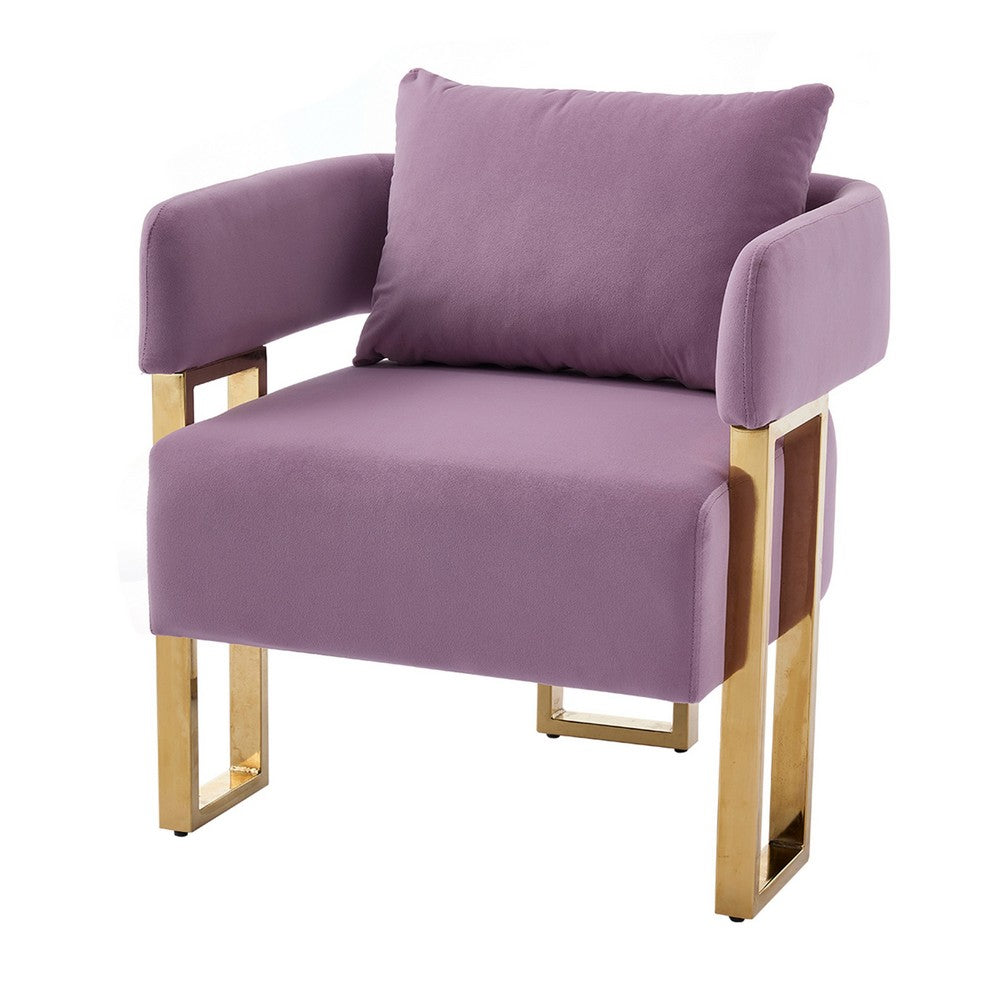 Jiya Accent Club Chair Set of 2, Sponge Fill Lilac Purple Velvet, Gold Legs