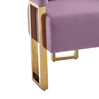 Jiya Accent Club Chair Set of 2, Sponge Fill Lilac Purple Velvet, Gold Legs