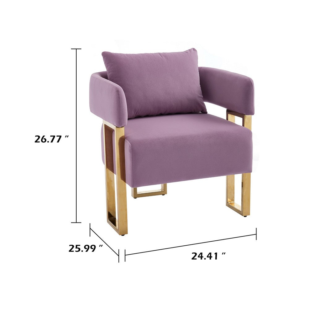 Jiya Accent Club Chair Set of 2, Sponge Fill Lilac Purple Velvet, Gold Legs