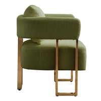 Jiya Accent Club Chair Set of 2, Sponge Fill Green Teddy Fleece, Gold Legs
