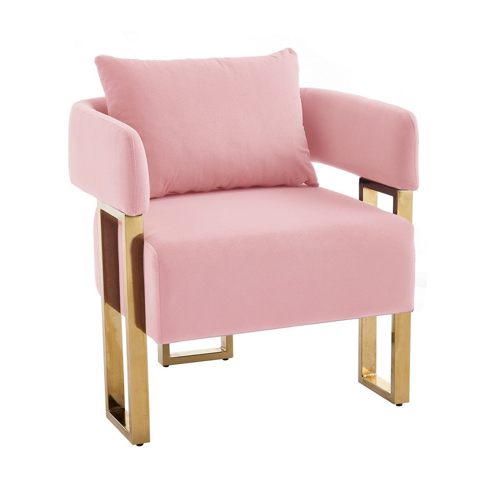 Jiya Accent Club Chair Set of 2, Sponge Fill Pink Velvet, Gold Legs