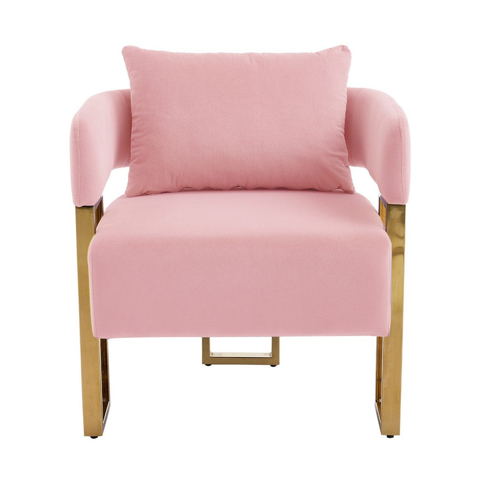 Jiya Accent Club Chair Set of 2, Sponge Fill Pink Velvet, Gold Legs