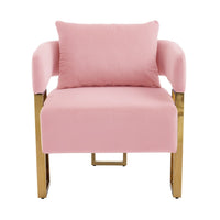 Jiya Accent Club Chair Set of 2, Sponge Fill Pink Velvet, Gold Legs