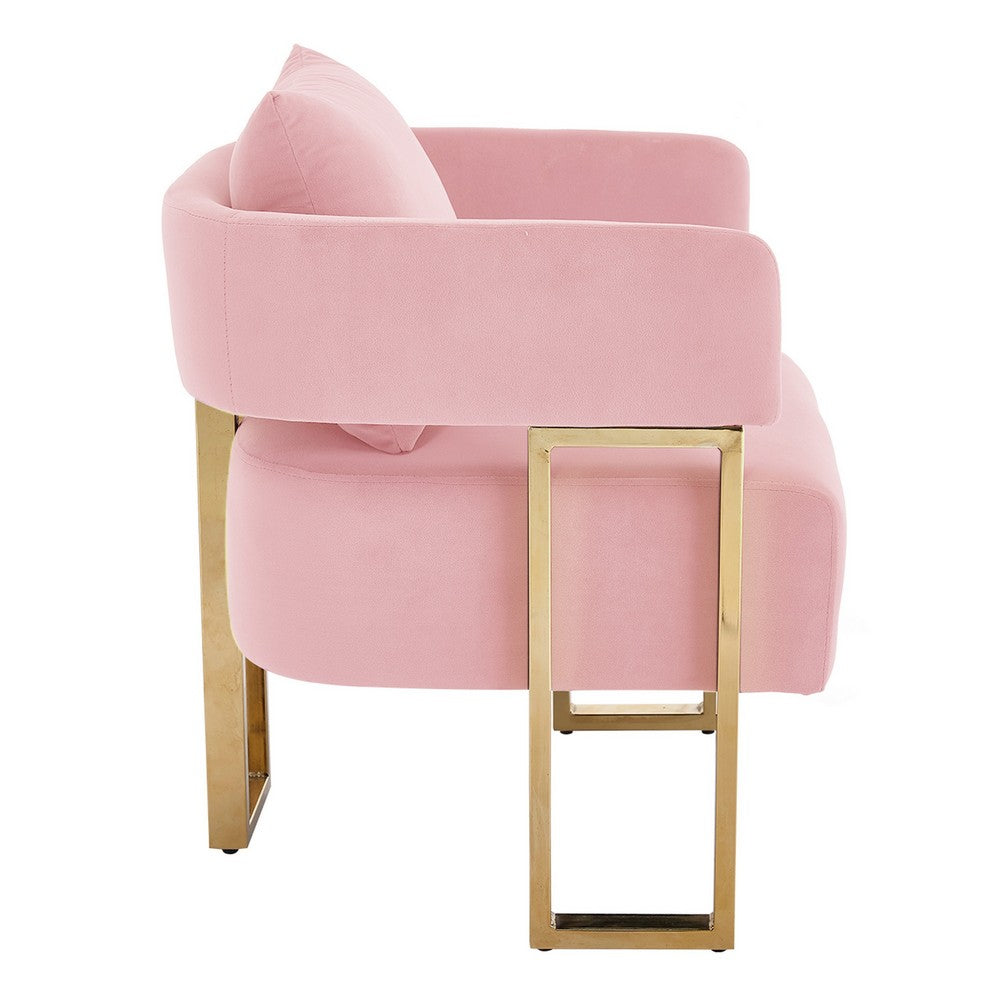 Jiya Accent Club Chair Set of 2, Sponge Fill Pink Velvet, Gold Legs