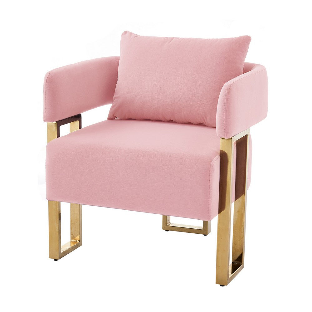 Jiya Accent Club Chair Set of 2, Sponge Fill Pink Velvet, Gold Legs