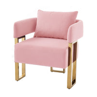 Jiya Accent Club Chair Set of 2, Sponge Fill Pink Velvet, Gold Legs