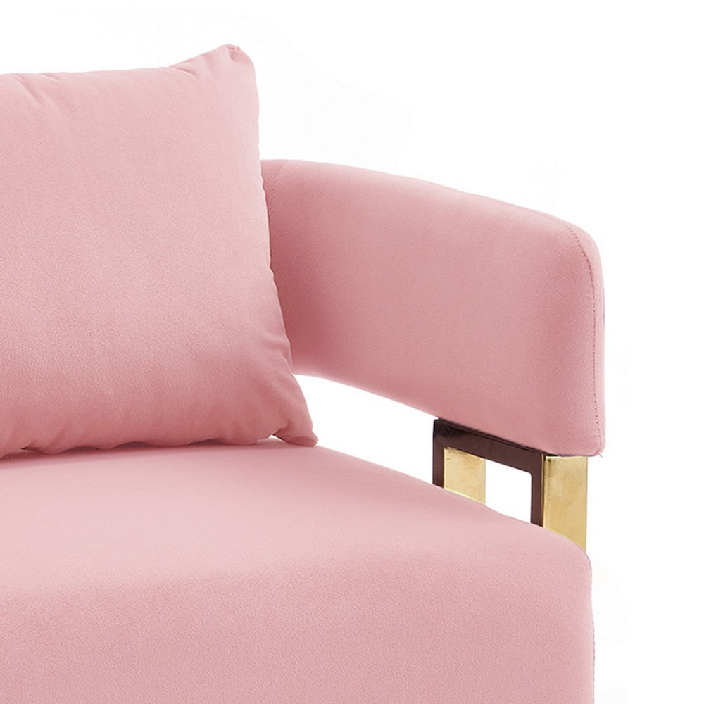 Jiya Accent Club Chair Set of 2, Sponge Fill Pink Velvet, Gold Legs