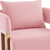 Jiya Accent Club Chair Set of 2, Sponge Fill Pink Velvet, Gold Legs