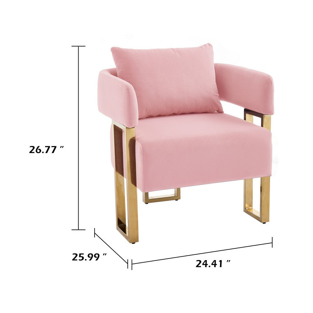 Jiya Accent Club Chair Set of 2, Sponge Fill Pink Velvet, Gold Legs