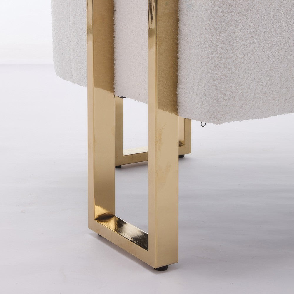 Sery Accent Arm Chair Set of 2, White Teddy Fleece, Gold Square Legs