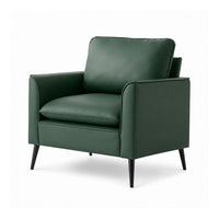 Heya Lounge Sofa Chair Set of 2, Track Arms, Green Faux Leather