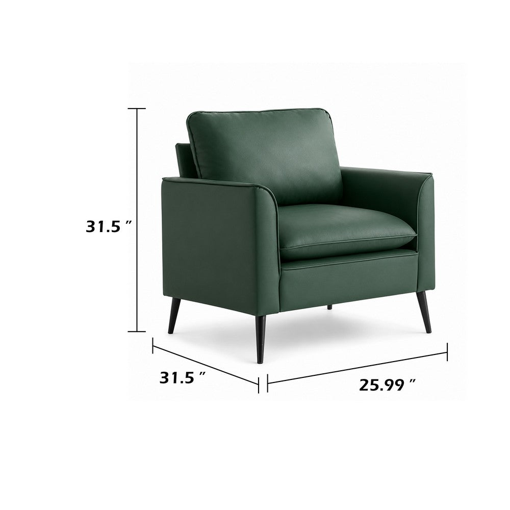 Heya Lounge Sofa Chair Set of 2, Track Arms, Green Faux Leather