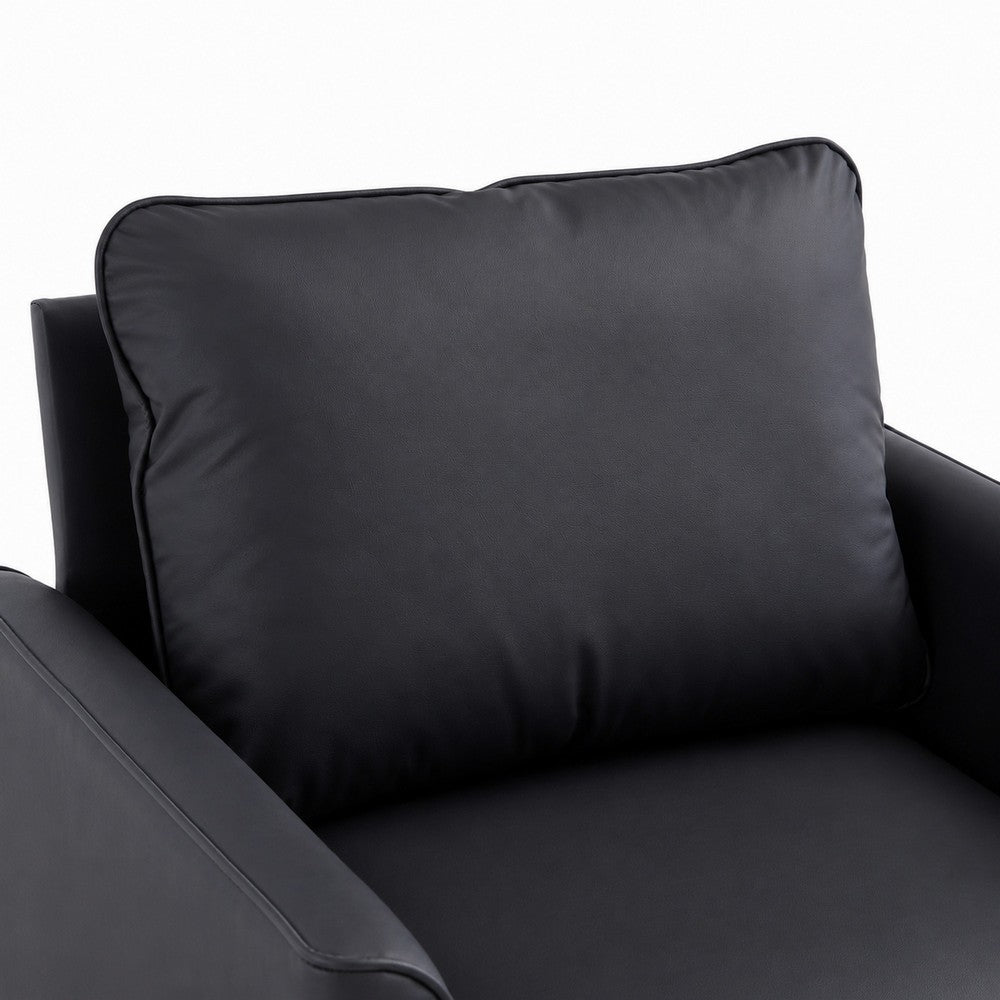 Heya Lounge Sofa Chair Set of 2, Track Arms, Black Faux Leather