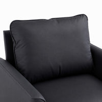 Heya Lounge Sofa Chair Set of 2, Track Arms, Black Faux Leather