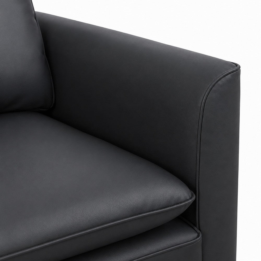 Heya Lounge Sofa Chair Set of 2, Track Arms, Black Faux Leather