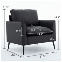 Heya Lounge Sofa Chair Set of 2, Track Arms, Black Faux Leather