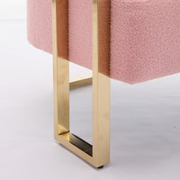 Sery Accent Sofa Chair Set of 2, Pink Teddy Fleece, Gold Square Legs