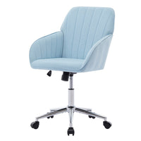 Kena Swivel Office Chair, Baby Blue Tufted Velvet, Adjustable Height