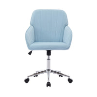 Kena Swivel Office Chair, Baby Blue Tufted Velvet, Adjustable Height
