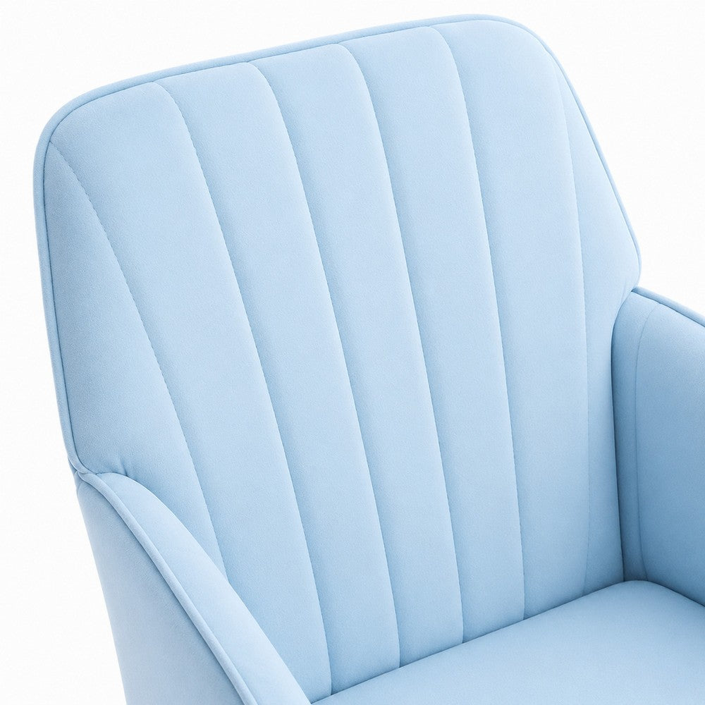 Kena Swivel Office Chair, Baby Blue Tufted Velvet, Adjustable Height