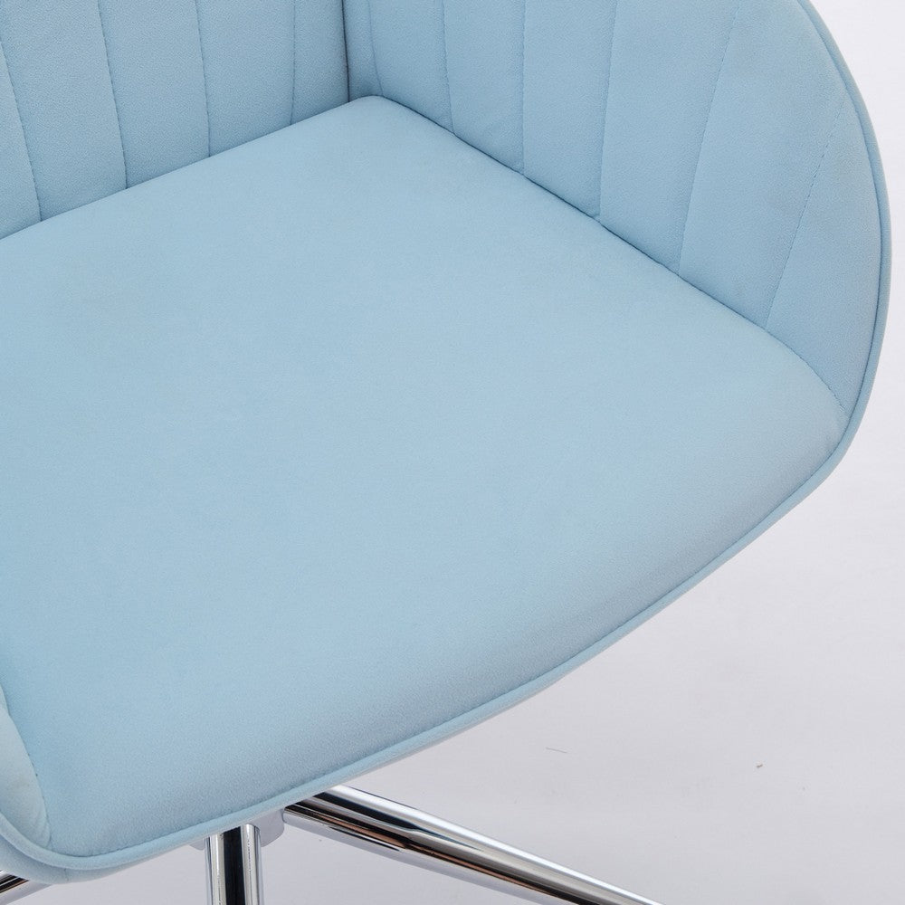 Kena Swivel Office Chair, Baby Blue Tufted Velvet, Adjustable Height