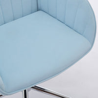 Kena Swivel Office Chair, Baby Blue Tufted Velvet, Adjustable Height