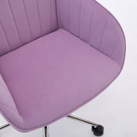 Kena Swivel Office Chair, Lilac Purple Tufted Velvet, Adjustable Height