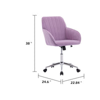 Kena Swivel Office Chair, Lilac Purple Tufted Velvet, Adjustable Height