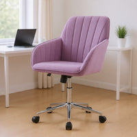 Kena Swivel Office Chair, Lilac Purple Tufted Velvet, Adjustable Height