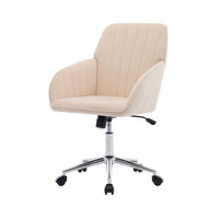 Kena Swivel Office Chair, Khaki Tufted Velvet, Adjustable Height