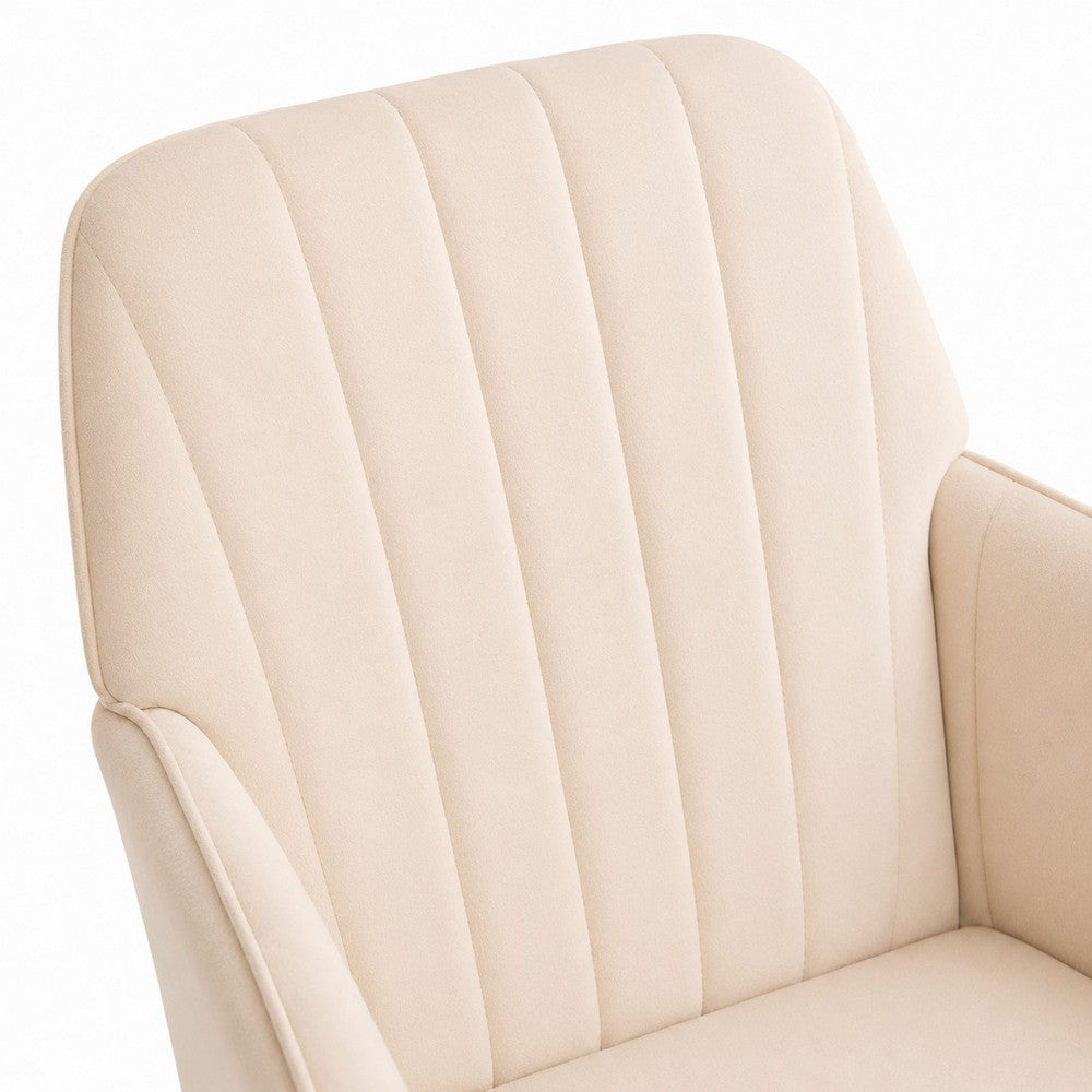 Kena Swivel Office Chair, Khaki Tufted Velvet, Adjustable Height
