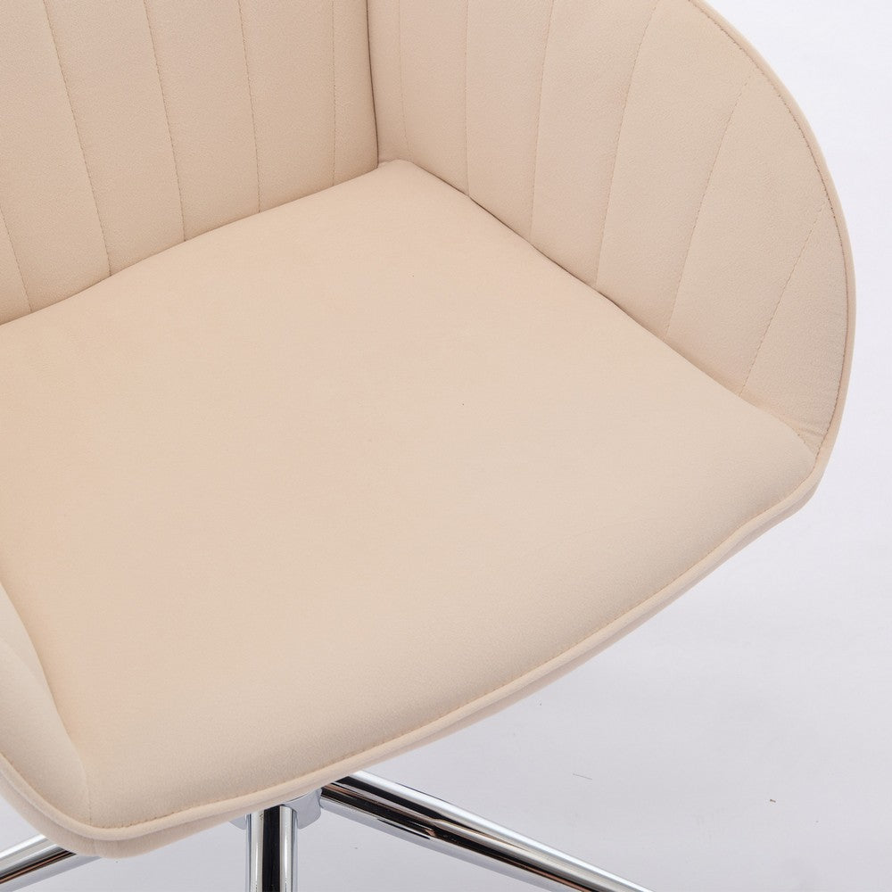 Kena Swivel Office Chair, Khaki Tufted Velvet, Adjustable Height