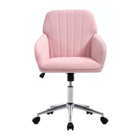 Kena Swivel Office Chair, Baby Pink Tufted Velvet, Adjustable Height