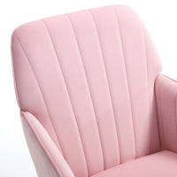 Kena Swivel Office Chair, Baby Pink Tufted Velvet, Adjustable Height