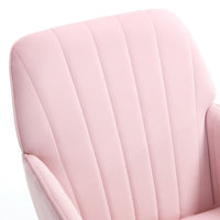 Kena Swivel Office Chair, Baby Pink Tufted Velvet, Adjustable Height