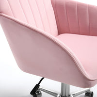 Kena Swivel Office Chair, Baby Pink Tufted Velvet, Adjustable Height