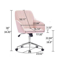 Kena Swivel Office Chair, Baby Pink Tufted Velvet, Adjustable Height