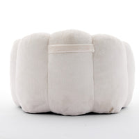 Lery Lotus Accent Sofa Chair, Compressed Bean Bag, White Faux Fur