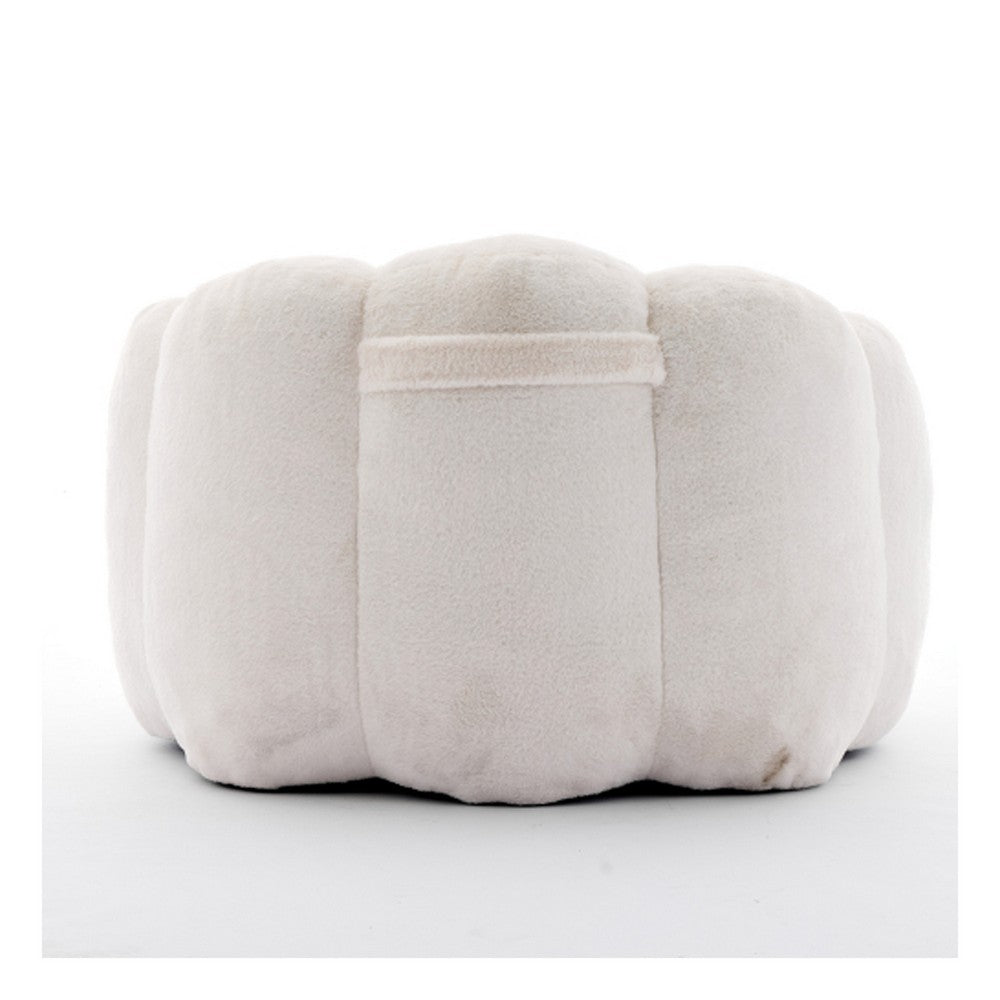 Lery Lotus Accent Sofa Chair, Compressed Bean Bag, White Faux Fur