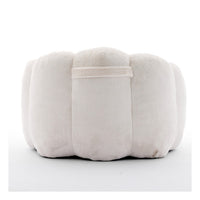 Lery Lotus Accent Sofa Chair, Compressed Bean Bag, White Faux Fur