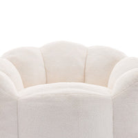 Lery Lotus Accent Sofa Chair, Compressed Bean Bag, White Faux Fur