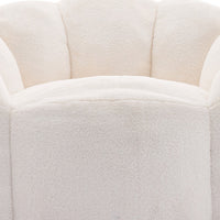Lery Lotus Accent Sofa Chair, Compressed Bean Bag, White Faux Fur