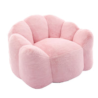Lery Lotus Accent Sofa Chair, Compressed Bean Bag, Pink Faux Fur