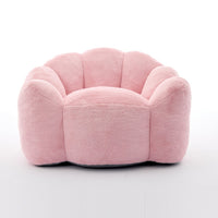 Lery Lotus Accent Sofa Chair, Compressed Bean Bag, Pink Faux Fur