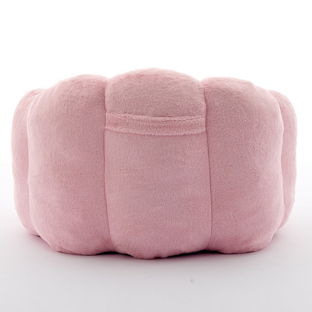 Lery Lotus Accent Sofa Chair, Compressed Bean Bag, Pink Faux Fur