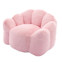Lery Lotus Accent Sofa Chair, Compressed Bean Bag, Pink Faux Fur